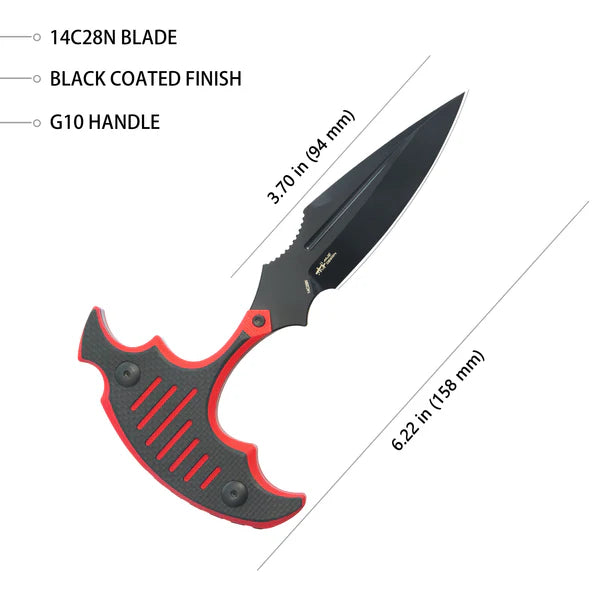 Medusa Push Dagger Fixed Blade Outdoor Knives w/ Kydex Sheath Black G-10 Beadblast 14C28N KU242B
