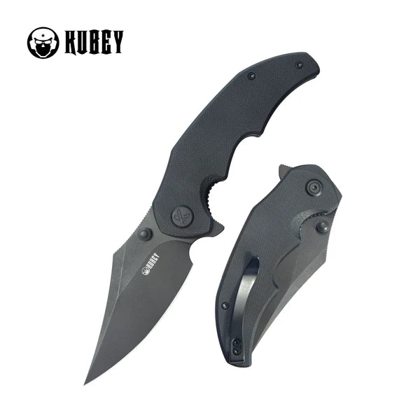 Ceto Flipper Camping Folding Knife Black G-10 Handle 3.46" Blackwash 14C28N Blade KU181C